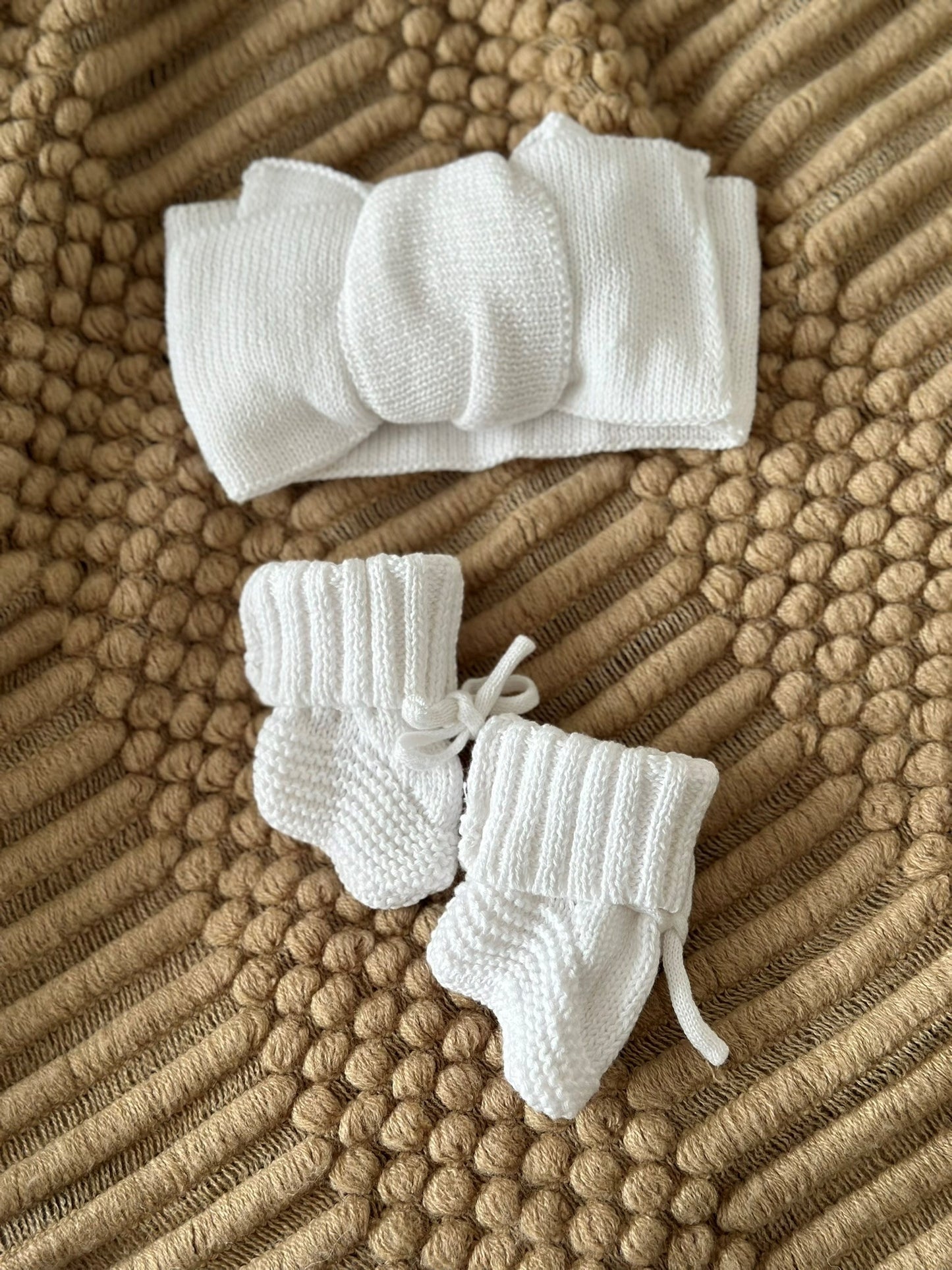 knitted booties in snow