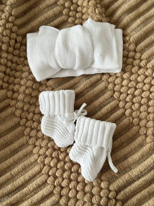 knitted booties in snow